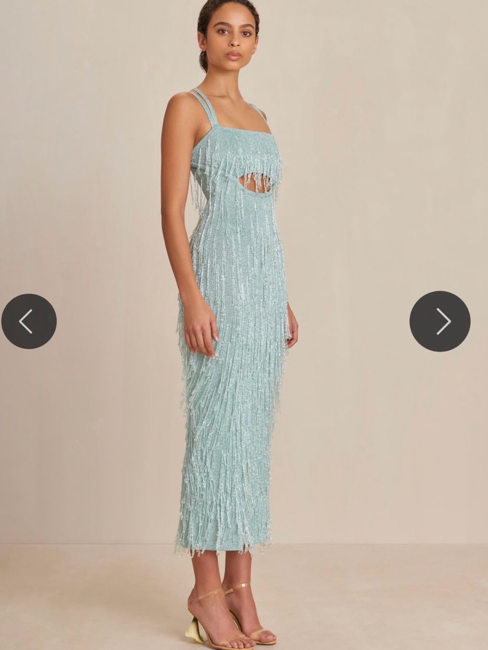 cult gaia Mint Beaded Fringe Midi Dress - Picture 2 of 6